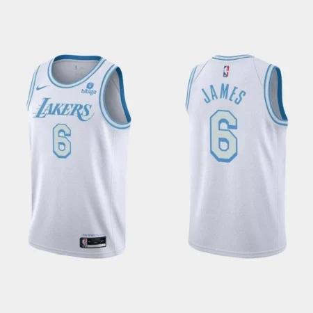 Regata NBA Swingman Los Angeles Lakers 2021/22 Branca/Azul James #6