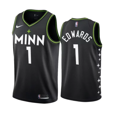 Regata NBA Swingman Minnesota Timberwolves Preta 20-21 Eduards #1