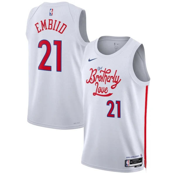 Regata NBA Swingman Philadelphia 76ers Branca Brotherly Love EMBIID #21