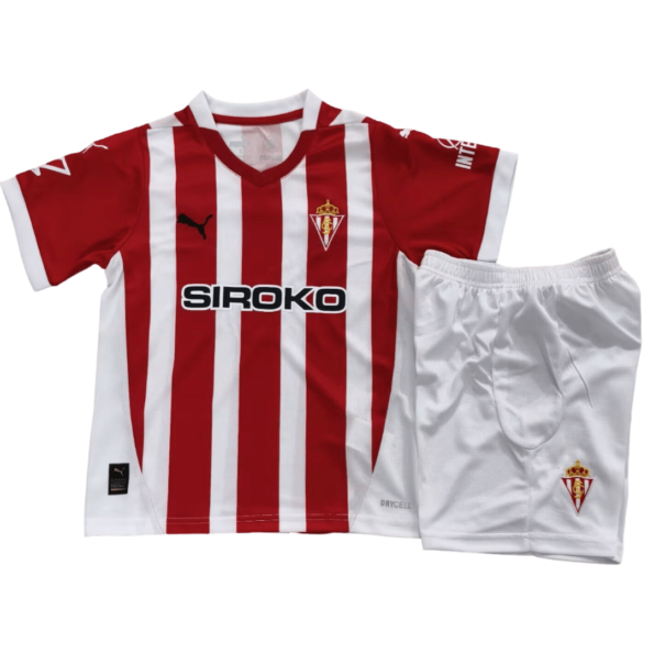 Kit Infantil Titular Sporting de Gijón Vermelha I 2024/25 Unissex