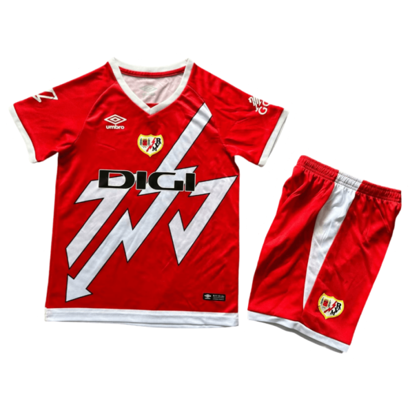 Kit Infantil Rayo Vallecano Away Vermelha II 2024/25 Unissex