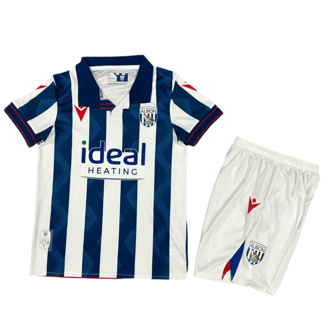 Kit Infantil Titular West Bromwich Azul I 2024/25 Unissex Kit Infantil Titular West Bromwich Azul I 2024/25 Unissex