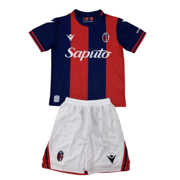 Kit Infantil Bologna FC Azul/Vermelha Home 2024/25 Unissex