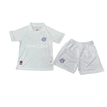 Kit Infantil Olympique de Marseille 125 Anos Branca 2024/25 Unissex