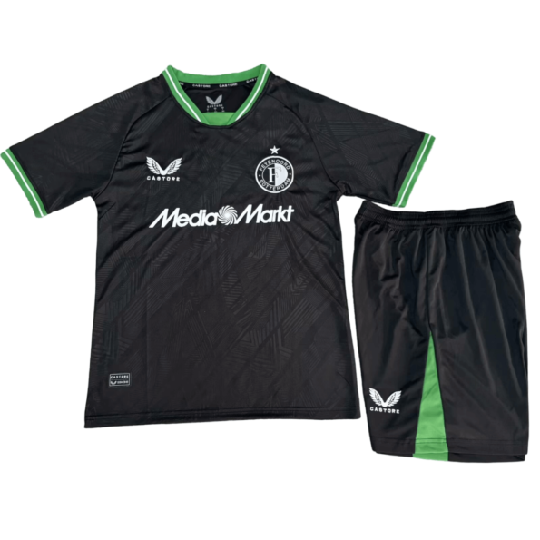 Kit Infantil  Feyenoord Preta Away II 2024/25 Unissex