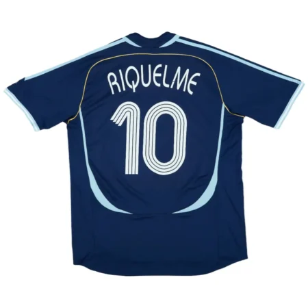 Camisa da Argentina Riquelme #10 Azul Escura Away 2006 Masculina