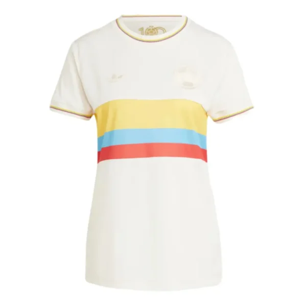 Camisa da Colômbia Branca 100 Anos Retrô 2024/25 Feminina