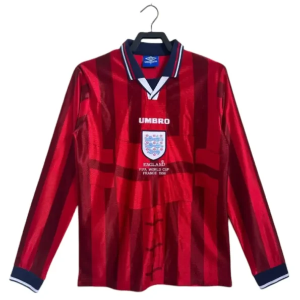 Camisa da Inglaterra Vermelha Away II 1998 Manga Longa