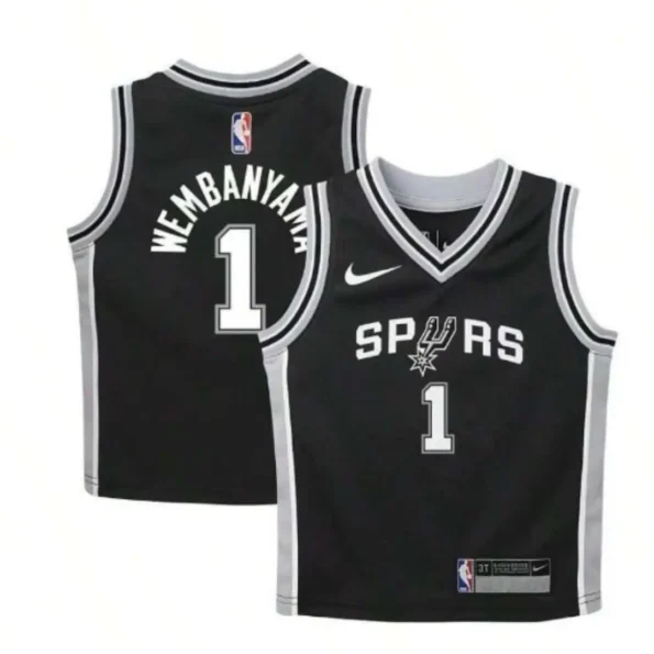 Regata NBA Icon Swingman San Antonio Spurs Preta WEMBANYAMA #1