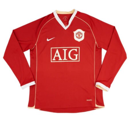 Camisa Manchester United Home Vermelha 2006 Manga Longa