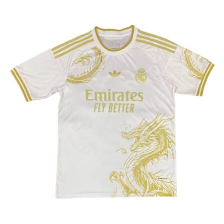 Camisa Real Madrid Dragão Branco/Dourado 2024/25 Masculina