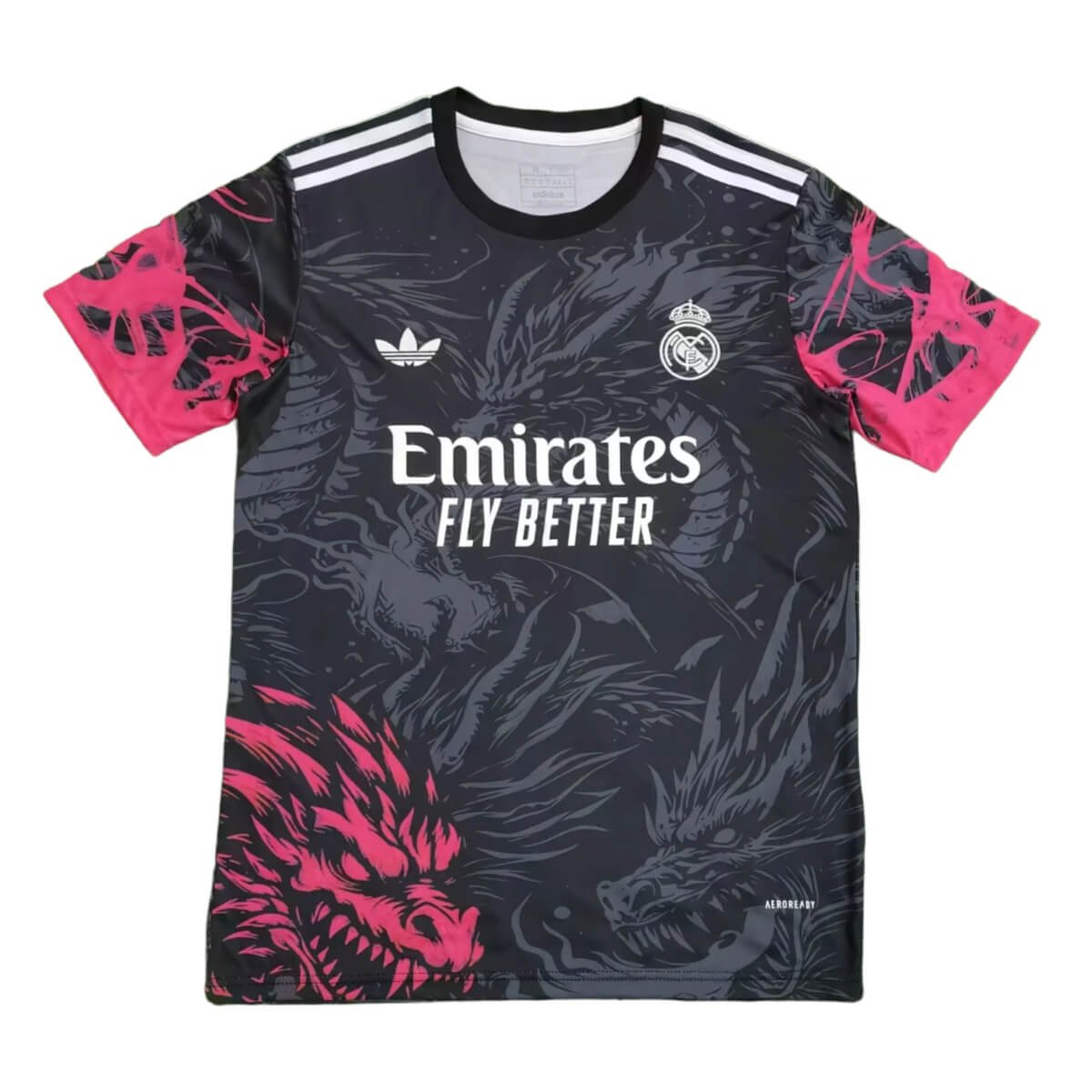 Camisa Real Madrid Dragão Preta/Rosa 2024/25 Masculina