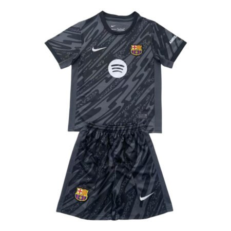 Kit Infantil Barcelona Goleiro Preta 2024/25 Unissex