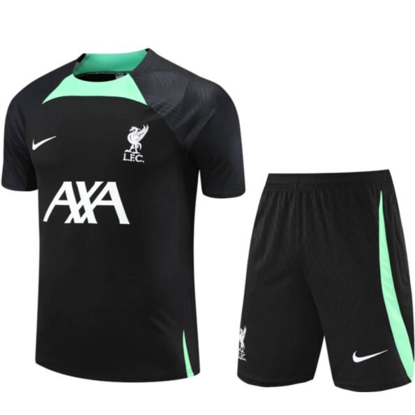 Conjunto Liverpool Treino Camisa e Short Preto/Verde 2023/24