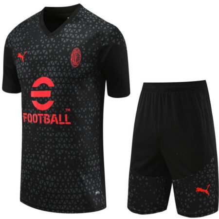 Conjunto Ac Milan Treino Camisa e Short Preta 2023/24