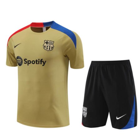 Conjunto Barcelona Treino Camisa e Short Dourado 2024/25