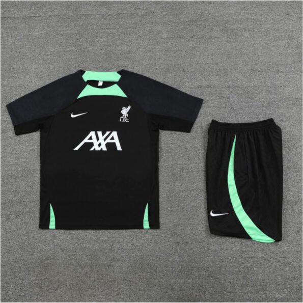 Conjunto Liverpool Treino Camisa e Short Preto/Verde 2023/24