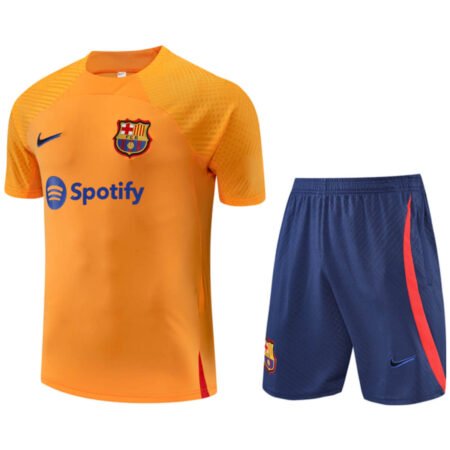 Conjunto Barcelona Treino Camisa e Short Laranja 2022/23