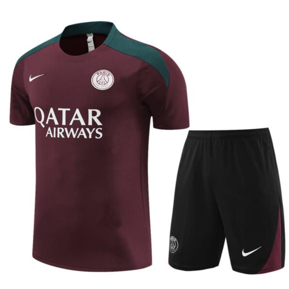 Conjunto PSG Treino Camisa e Short Vermeho VInho 2024/25