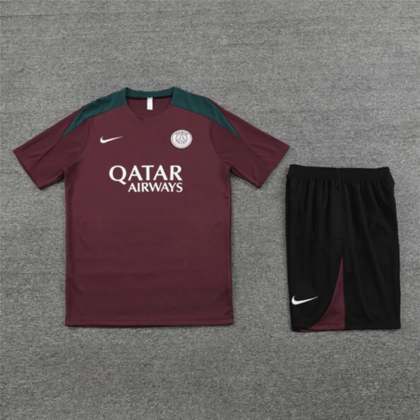 Conjunto PSG Treino Camisa e Short Vermeho VInho 2024/25