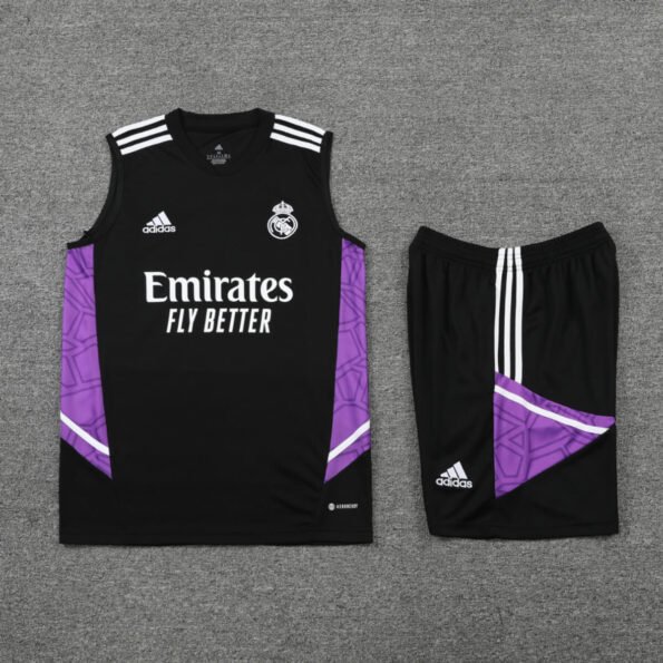 Kit Regata e Short Real Madrid Treino Roxo/Preto 2022/23