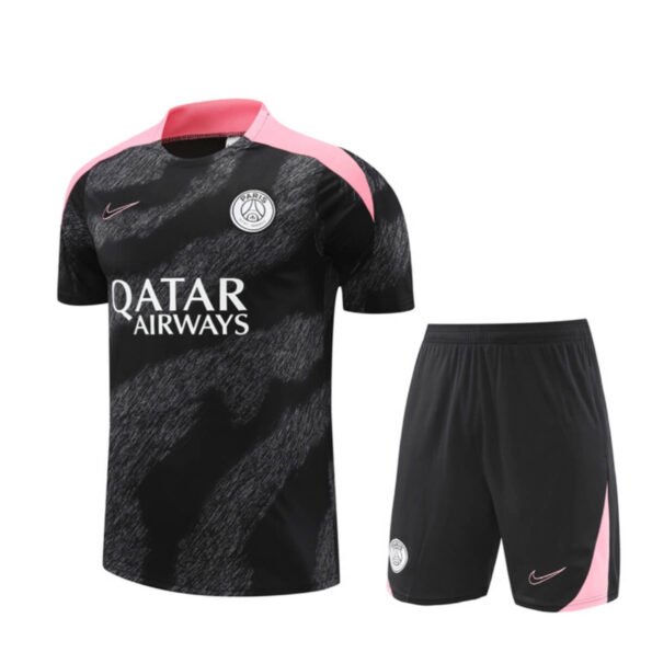 Conjunto PSG Treino Camisa e Short Preta/Rosa 2024/25