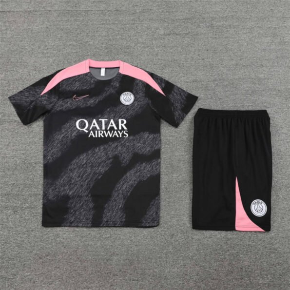 Conjunto PSG Treino Camisa e Short Preta/Rosa 2024/25