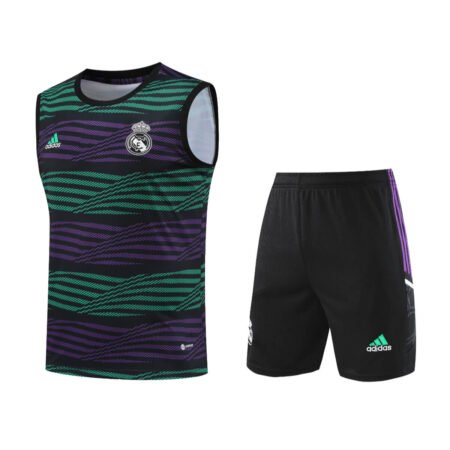 Kit Regata e Short Real Madrid Treino Roxo/Verde 2023/24