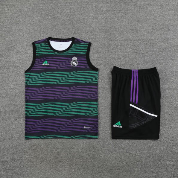 Kit Regata e Short Real Madrid Treino Roxo/Verde 2023/24