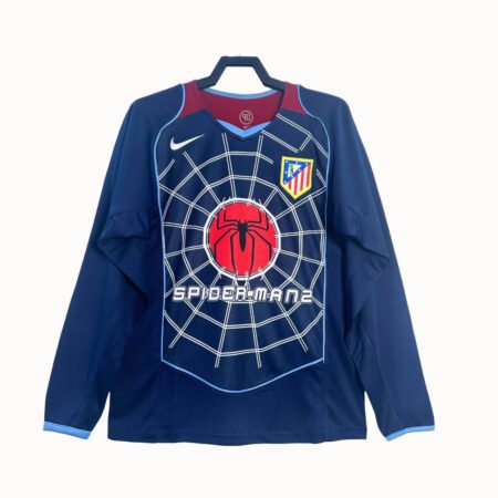 Camisa Atlético de Madrid Spider Man Azul 2004 Manga Longa