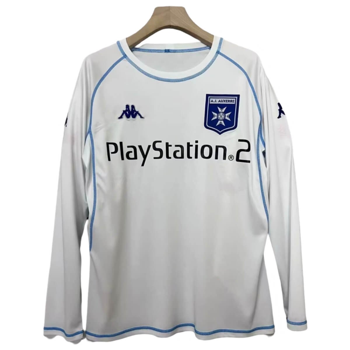 camisa-auxerre-play-station-2-branca-manga-longa-2003 Camisa A J Auxerre Branca Plat Station 2003 Manga Longa