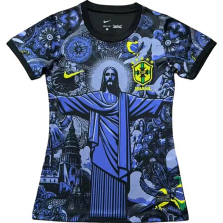 Camisa Brasil Cristo Redentor Preta 2024/25 Feminina