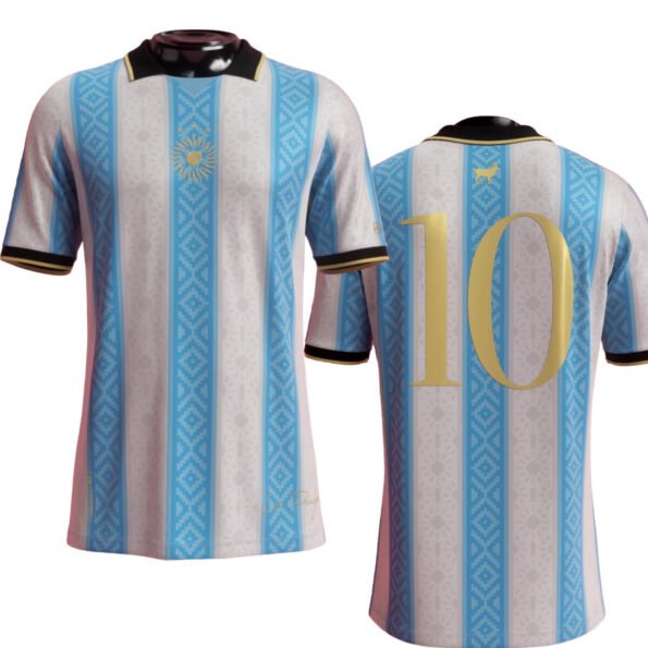 Camisa La Pulga Messi Argentina Polo Azul/Branco 2024 Masculina