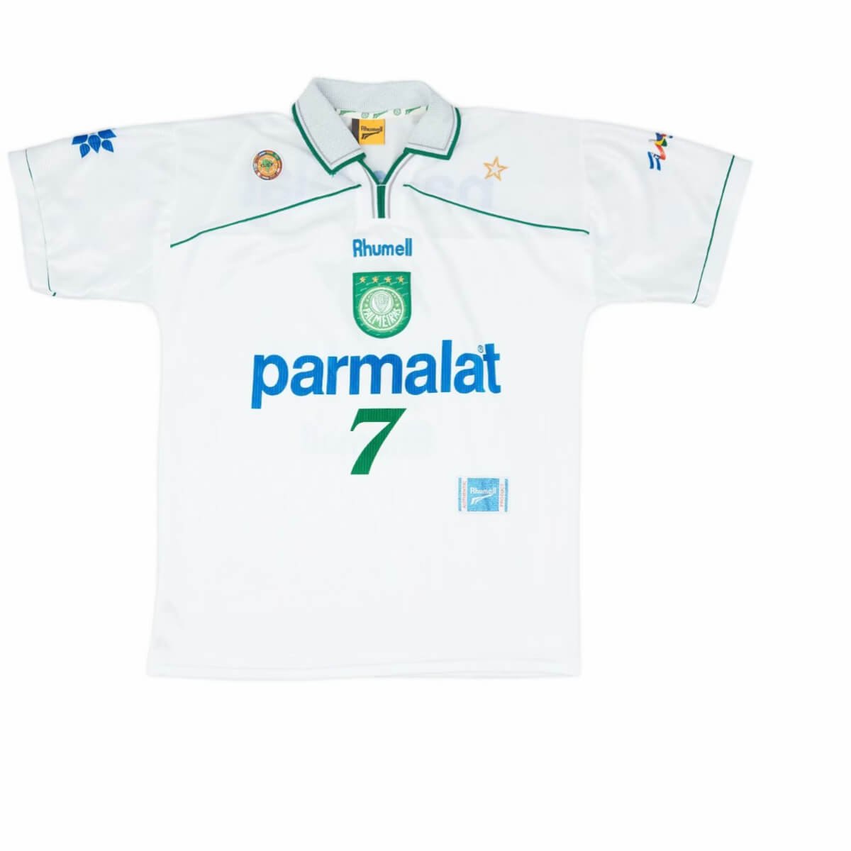 camisa-palmeiras-branca-1999-parmalat-rumel Camisa Palmeiras Parmalat Branca Fora 1999 Retrô Masculina