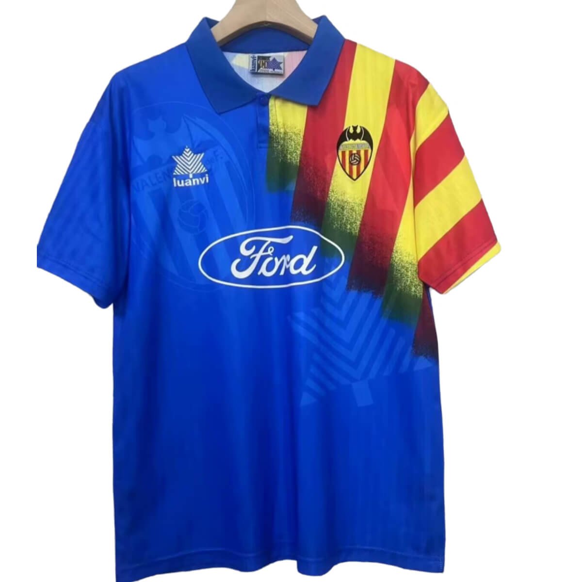 ウェア Valencia CF 95/96  Uniform Camisa Valencia CF Azul Ford 1995/96 Away Masculina - Malta esportes