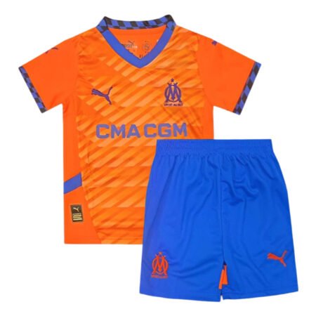 Kit Infantil Olympique de Marseille Laranja Third 2024/25 Unissex