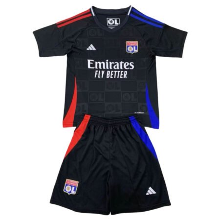 Kit Infantil Lyon Preta Away 2024/25 Unissex