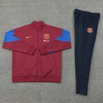 Conjunto Jaqueta Barcelona Treino Vinho Azul 2024/25
