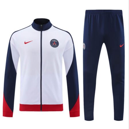 Conjunto Jaqueta e Calça PSG Brnaco/Azul Escuro Treino 2024/25