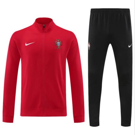 Conjunto Jaqueta e Calça Portugal Vermelho/Preto Treino 2024/25