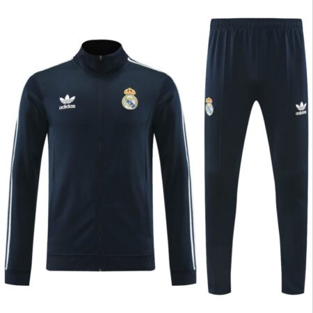 Conjunto Jaqueta e Calça Real Madrid Azul Escuro Treino 2024/25