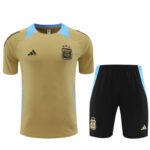 Kit Short e Camisa Argentina Treino Dourado 2024/25