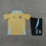 Kit Short e Camisa Argentina Treino Dourado 2024/25