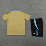 Kit Short e Camisa Argentina Treino Dourado 2024/25