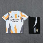 Kit Short e Camisa do Real Madrid Treino Laranja 2024/25