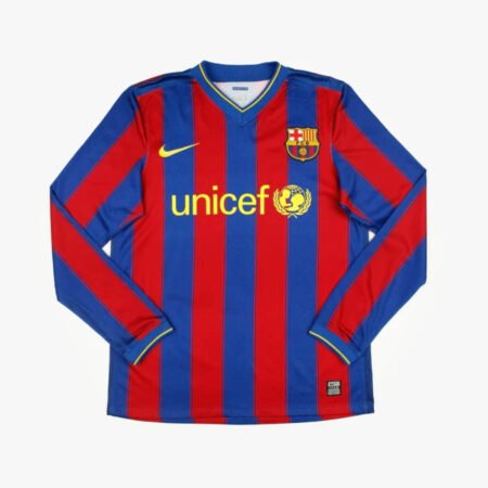 Camisa Barcelona Home Grená 2009/10 Manga Longa