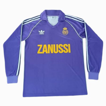 Camisa Real Madrid Roxo Zanussi 1994 Manga Longa
