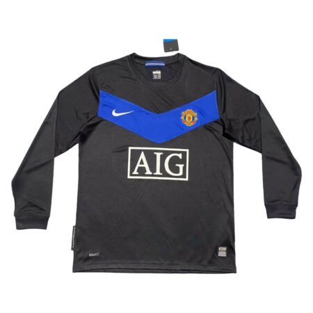 Camisa Manchester United Preta 2009/10 Away Manga Longa