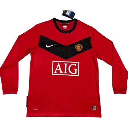 Camisa Manchester United Vermelha 2009/10 Home Manga Longa
