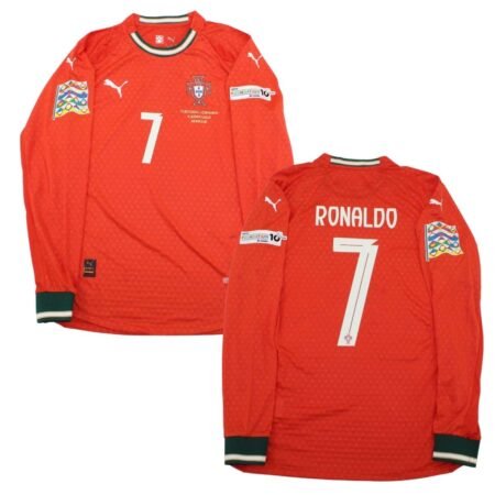 Camisa Portugal Ronaldo Vermelha Final Nations League 2025 Manga Longa